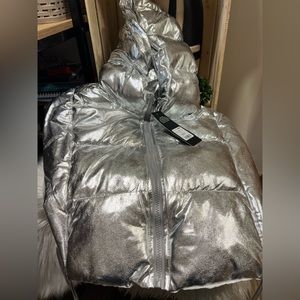 Fashion Nova Silver Puffer Jacket